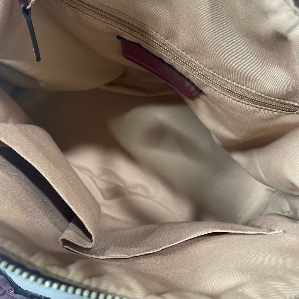 Coach Peyton Signature Cora Domed Satchel Bag Brown Coated Canvas Purple Leather - Picture 9 of 13